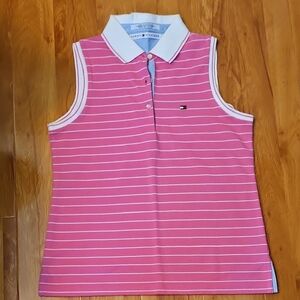 NWOT Tommy Hilfiger Pink and White Sleeveless Polo